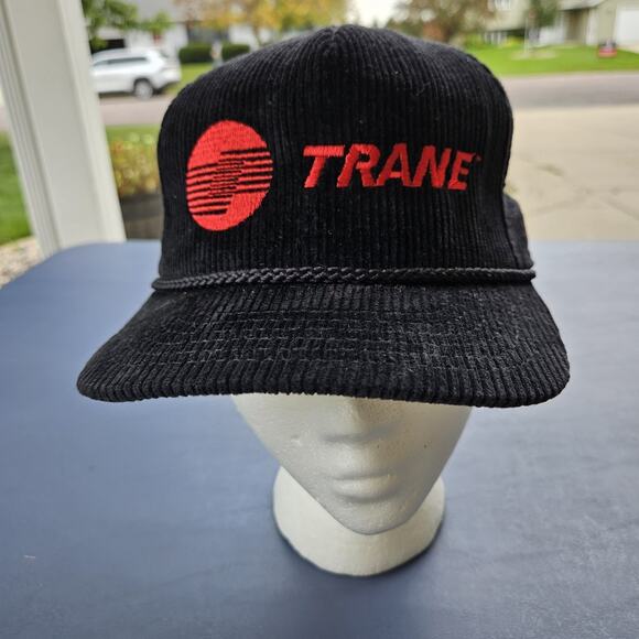 Vtg USA MADE Corduroy Trane Trucker SnapBack Rope Cap Logo - Picture 1 of 7